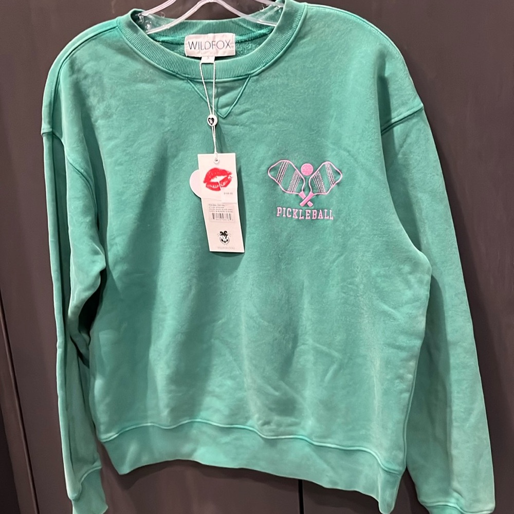 Wildfox Pickleball Sweatshirt, Size S, Green, NWT